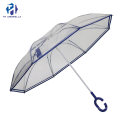 High Quality Promotion Double Layer Inverted Umbrella with Flower Printing/Innovative Auto/Manual Open Reverse Umbrella with C-Hook